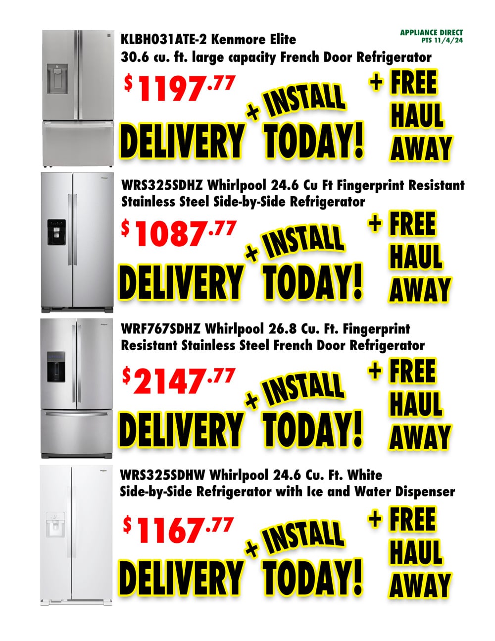 Same Day Refrigerators Ad