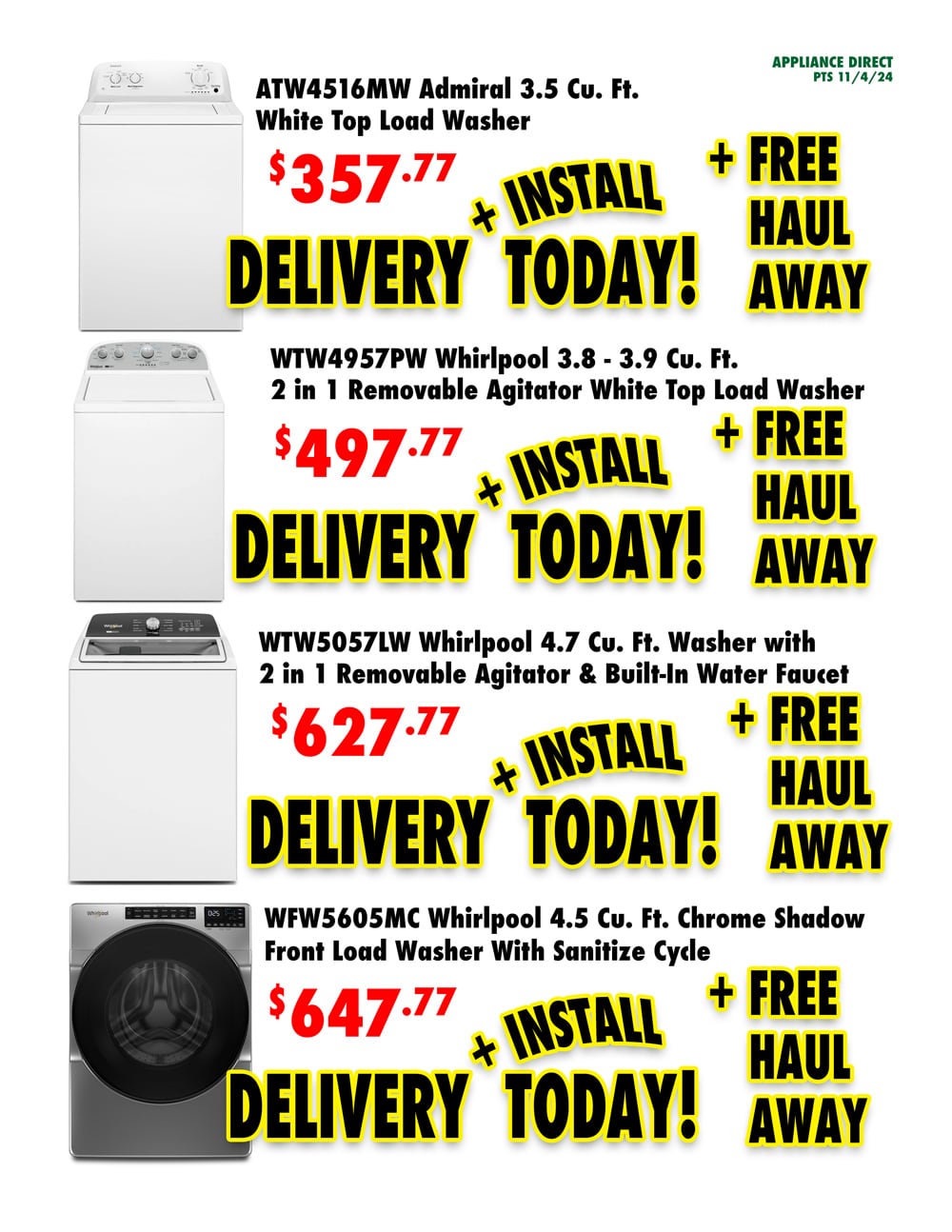 Same Day Washers Ad