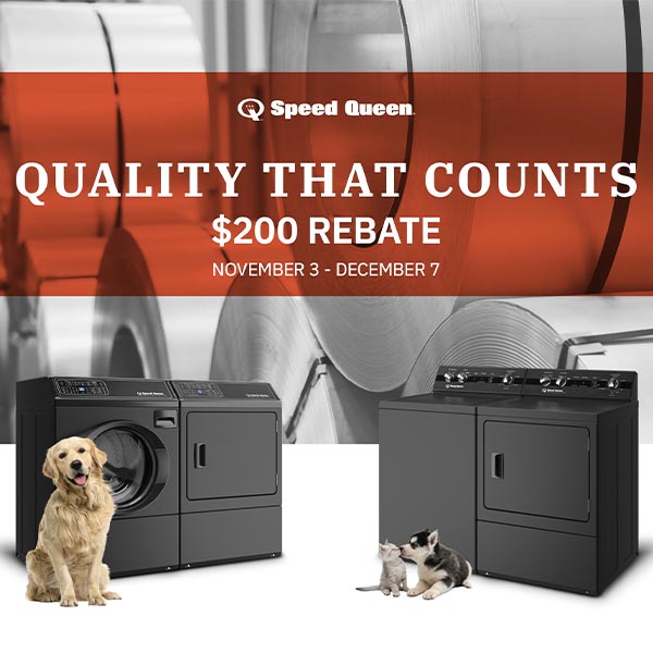 Speed Queen quality that counts. $200 rebate november 3 - december 7