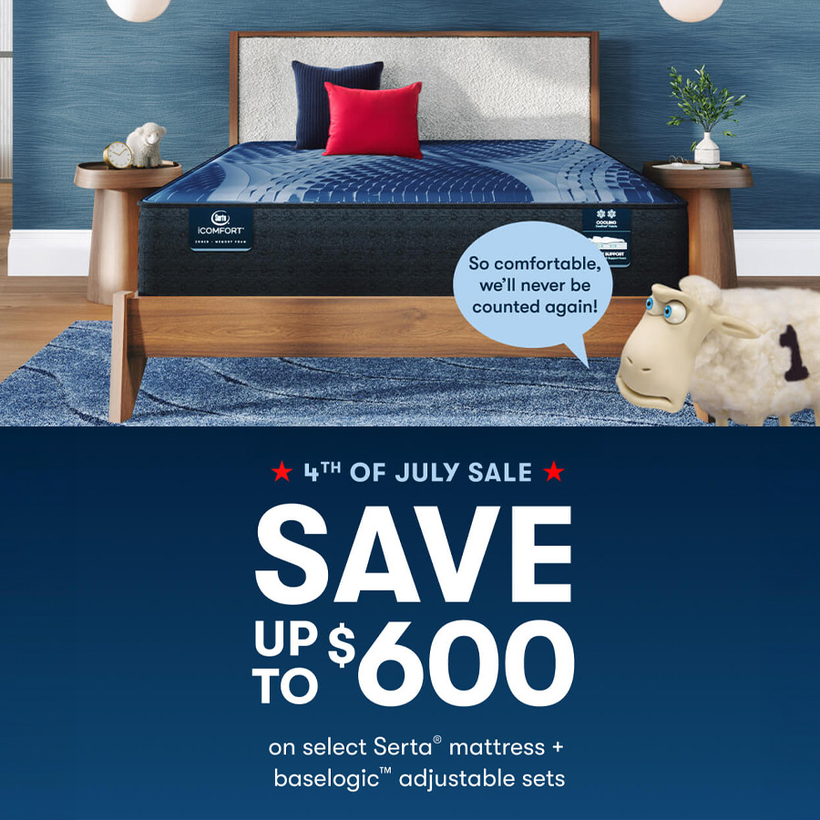 Serta 4th of July Sale - Save up to $600 on select Serta mattress baselogic adjustable sets