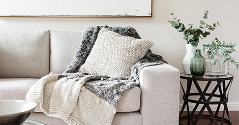 Upclose shot of a couch in living space