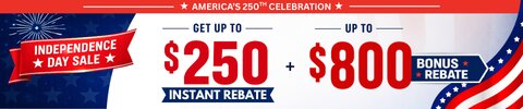 july 4th savings - save up to $800 in bonus rebates + Up to $250 Instant rebate - shop now