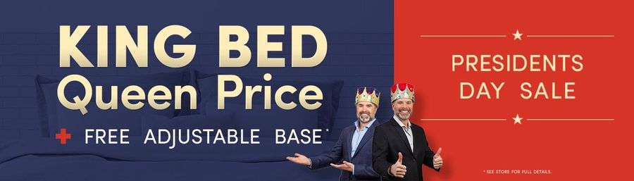 presidents day sale - king bed queen price + free adjustable base.