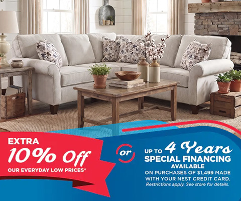 Extra 10% off our everyday low prices* or up to 4 years of special financing available on purchases of $1,499 made with your Nest credit card. Restrictions apply. See store for details.