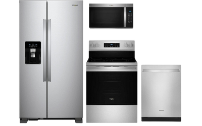 whirlpool 4 piece stainless steel kitchen package
