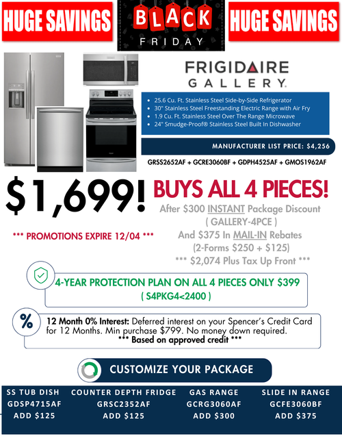 Frigidaire Gallery Kitchen Package $1699 After Rebates