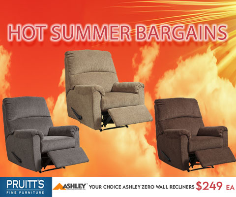Hot Summer Bargains - ashley zero wall recliner $249 - shop now