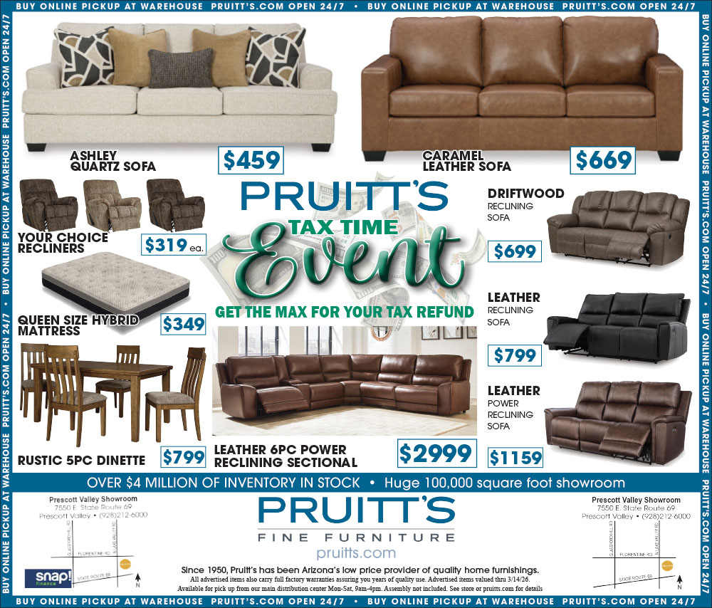 Current Ad - Pruitt's - Tax Time Event - get the max for your tax refund