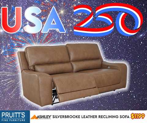 USA 250! Ashley Silverbrooke leather reclining sofa $1199