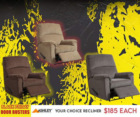 Black Friday Door Busters. Ashley Your Choice Recliner - $185 Each