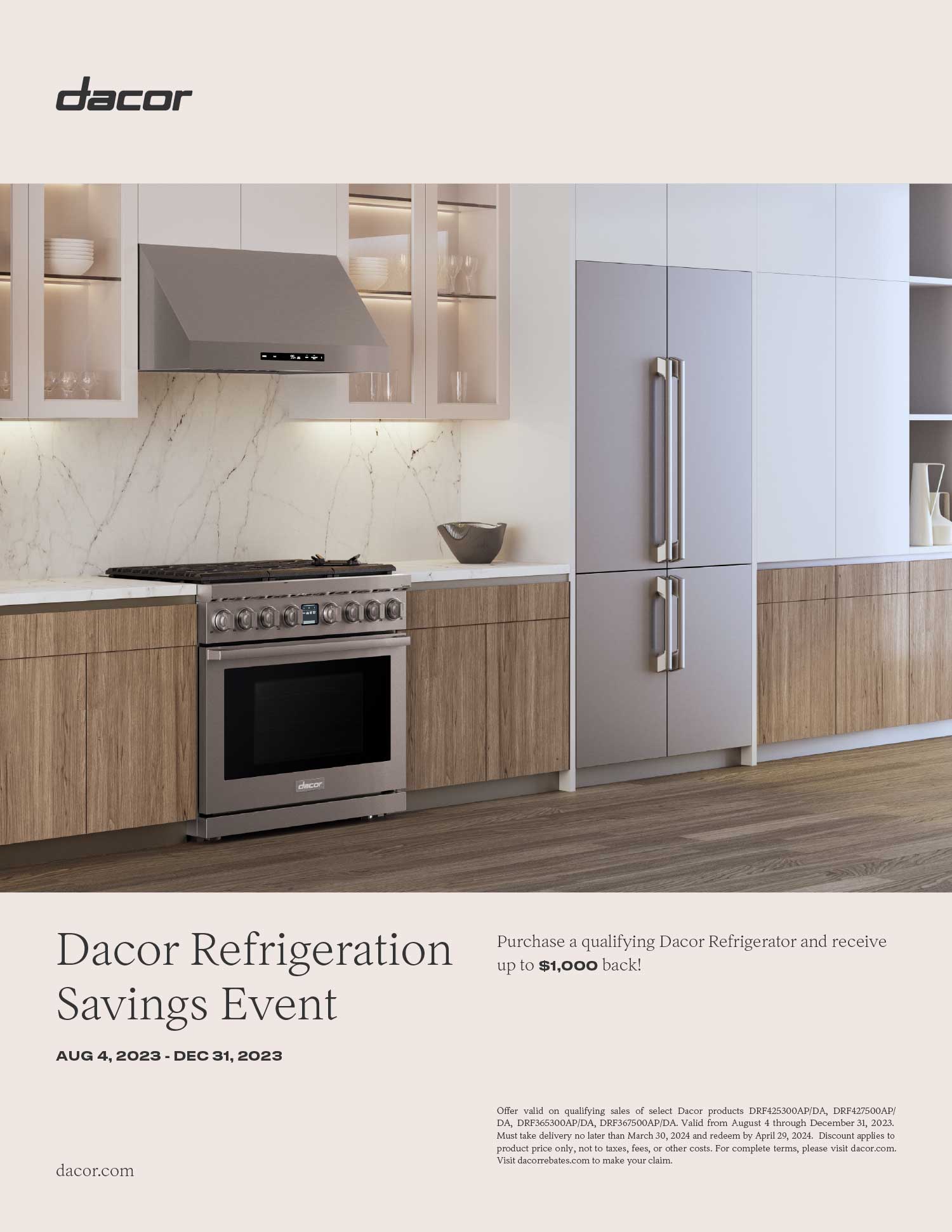 Dacor Refrigeration savings event - Save up to $1,000