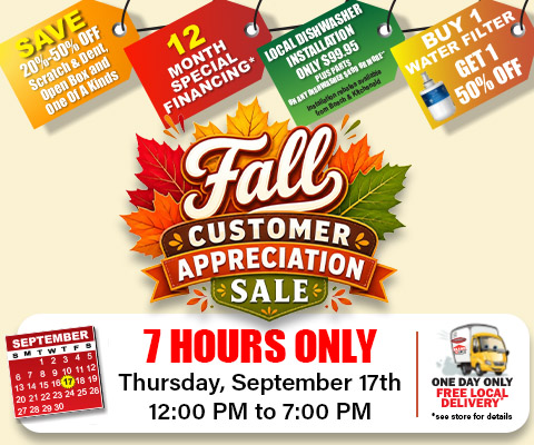 Fall customer appreciation sale. 7 hours only, september 17th 12-7pm. click to enter to win prizes