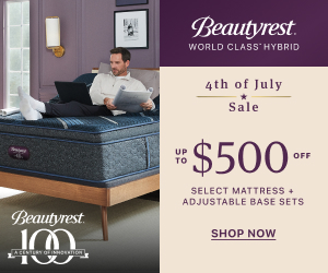 Beautyrest World Class Hybrid July 4th Promo Block