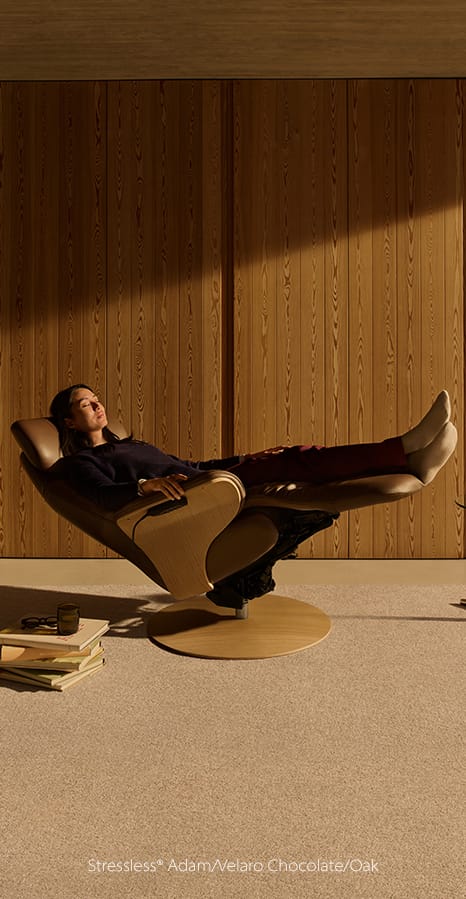 Stressless® Mary sofa in Paloma Cognac featured in a modern living room.