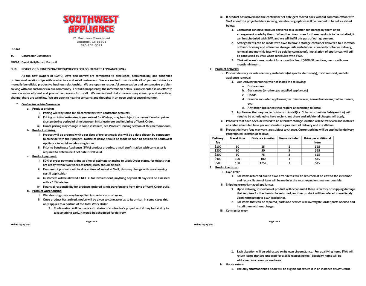 Contractor Policy