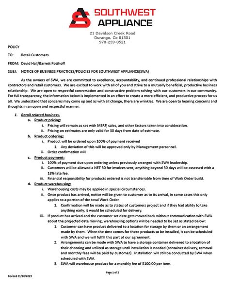 Retail Customer Policy