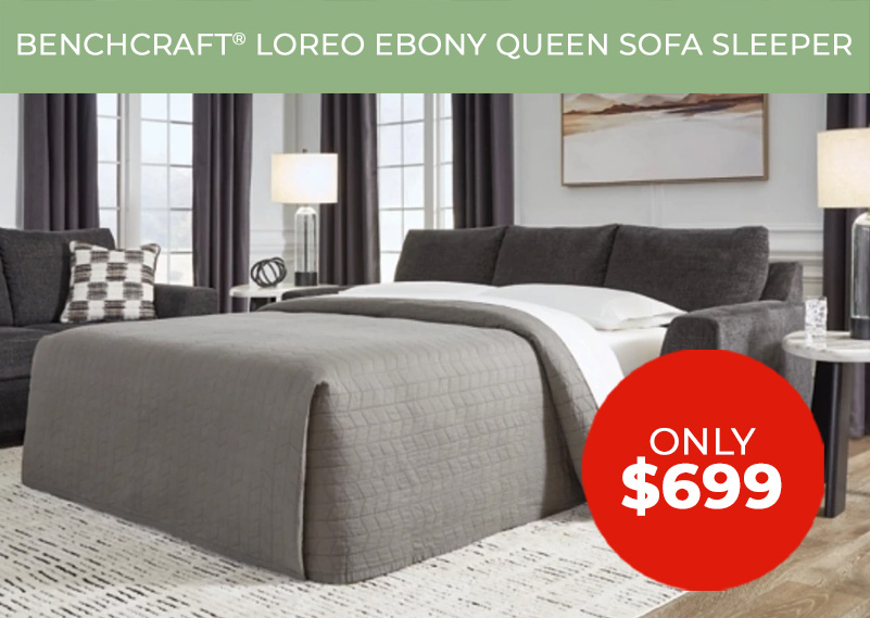 Benchcraft loreo ebony queen sofa sleeper only $699