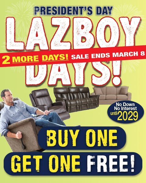 President's Day Lazboy Days! Buy one get one free! 2 days left!