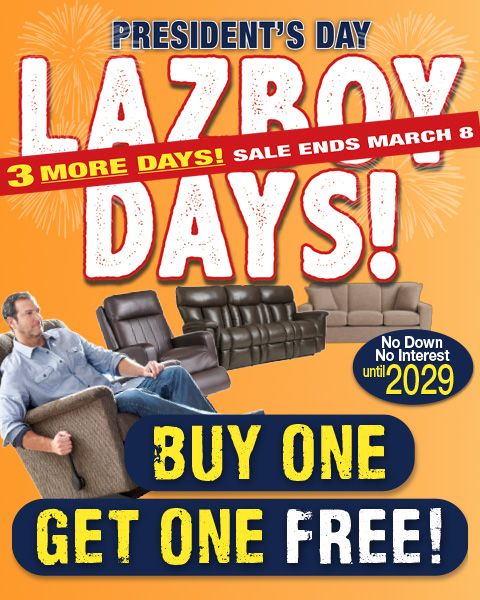 President's Day Lazboy Days! Buy one get one free! 3 days left!