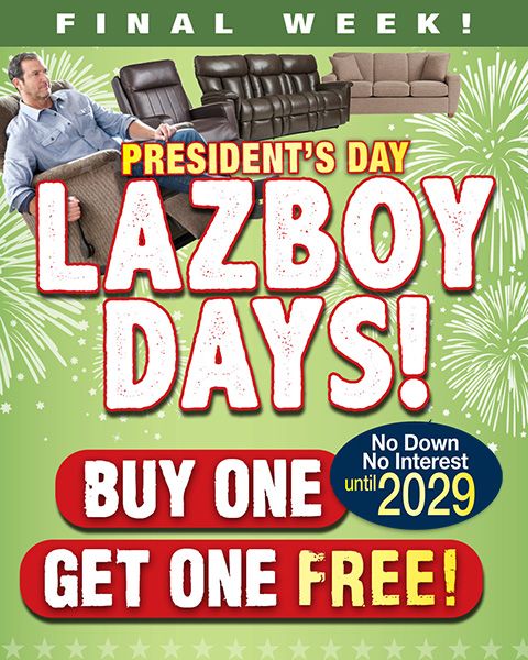 President's Day Lazboy Days! Buy one get one free!