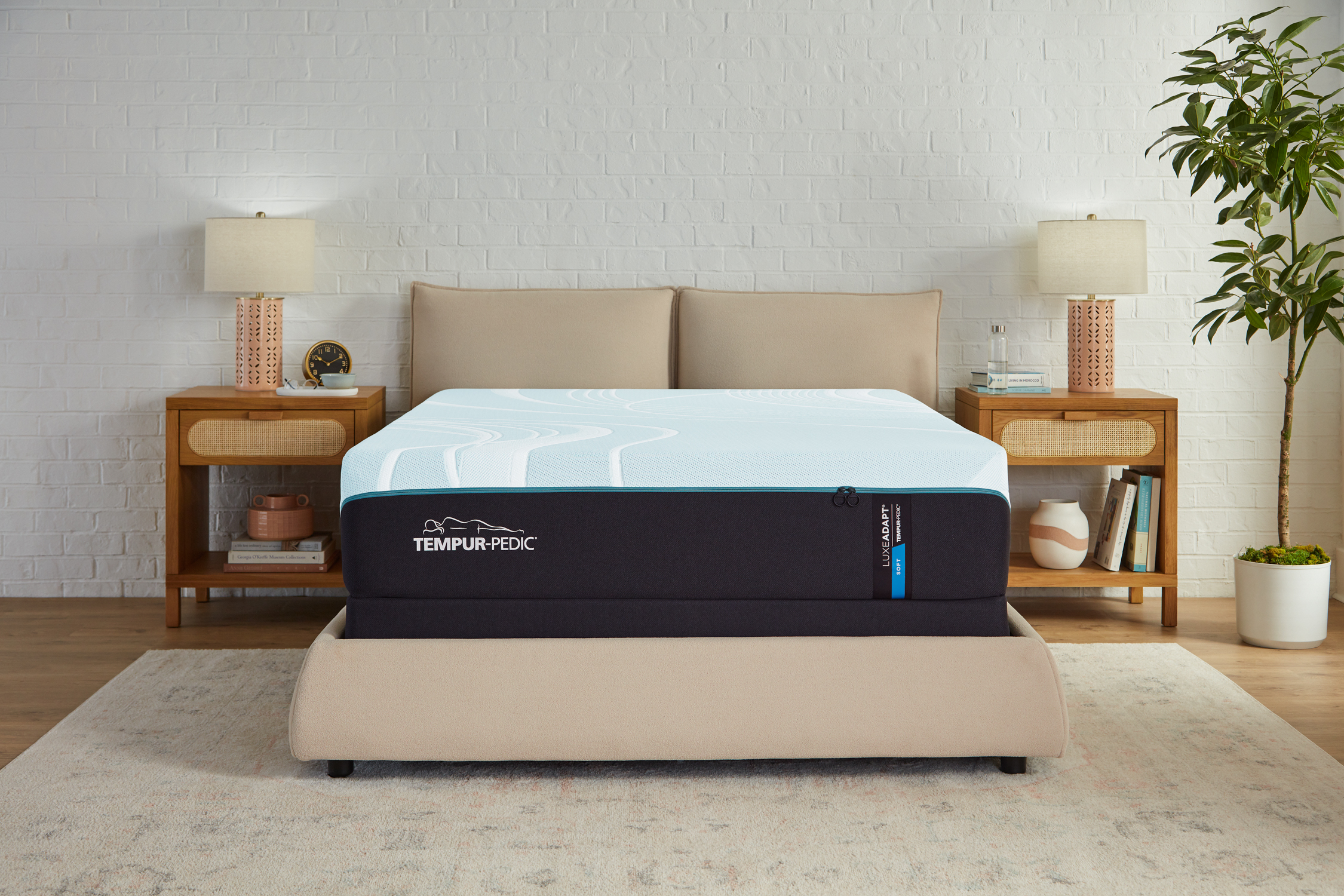 Styled bedroom with Tempur-Pedic mattress.