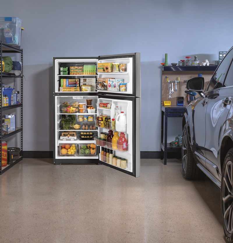GE Appliances over-the-range microwave above a range.