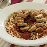 Angel Hair with Tomato Broth & Chicken Sausages