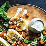 Grilled Bok Choy & Sriracha Chickpeas