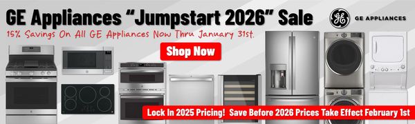 GE Appliances Jumpstart 2026 sale. 15% on all ge appliances now through january 31.