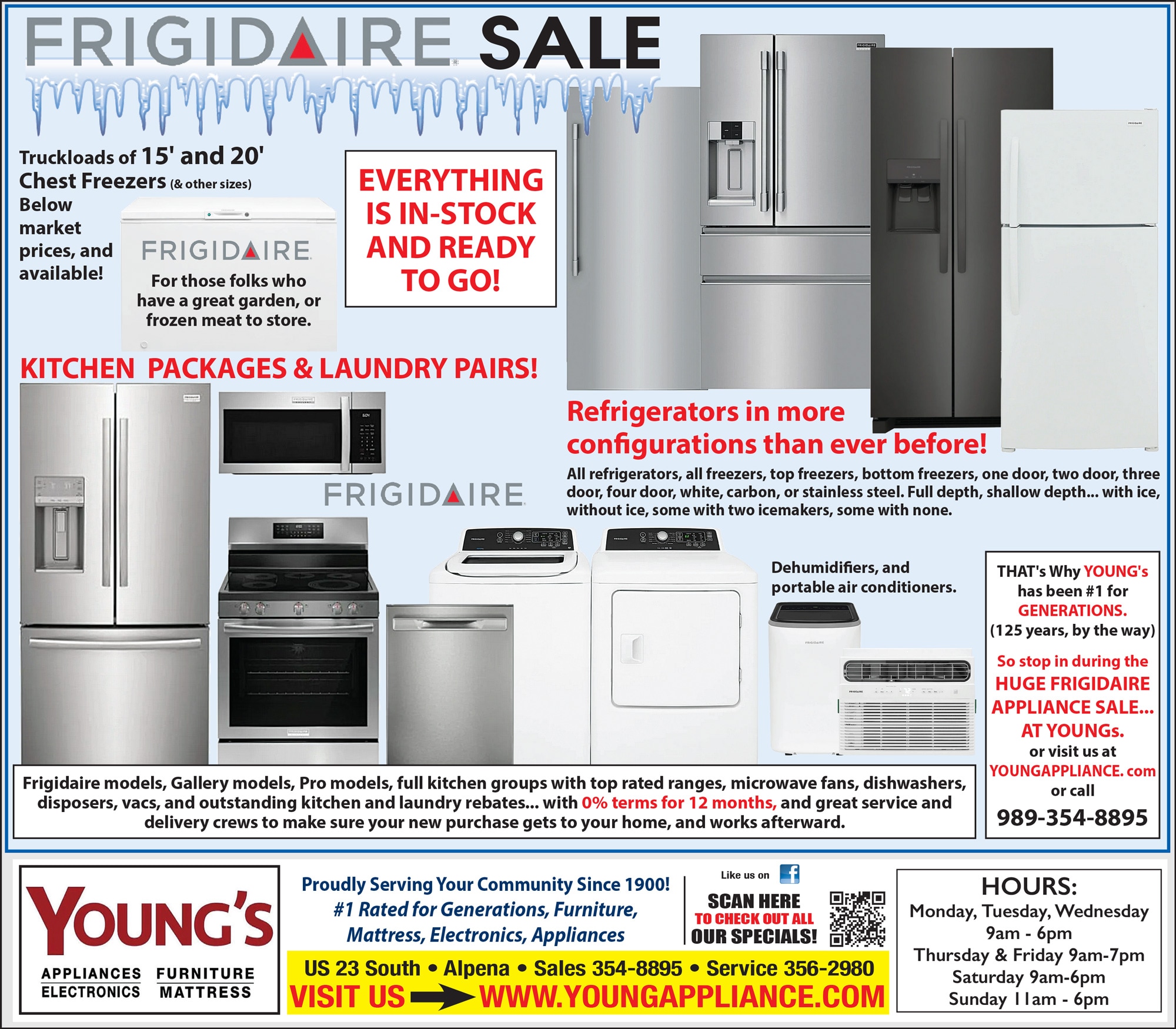 Young's Frigidare Sale! Everything is in stock and ready to go!