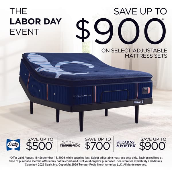 Tempur-Pedic, Sealy, Stearns & Foster The Labor Day Event - Save up to $900 on select adjustable mattresses