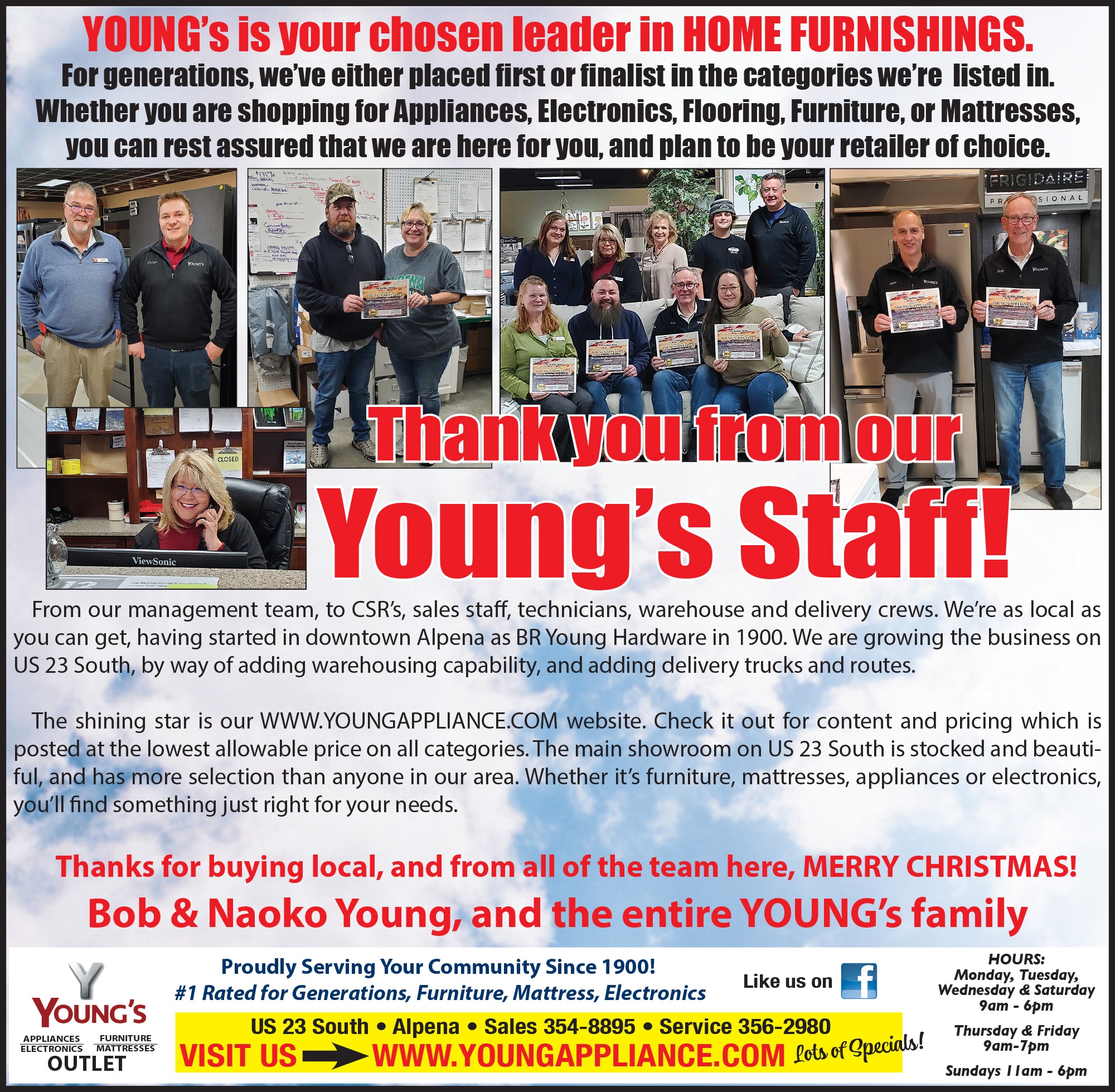 Thank you from our Young's Staff