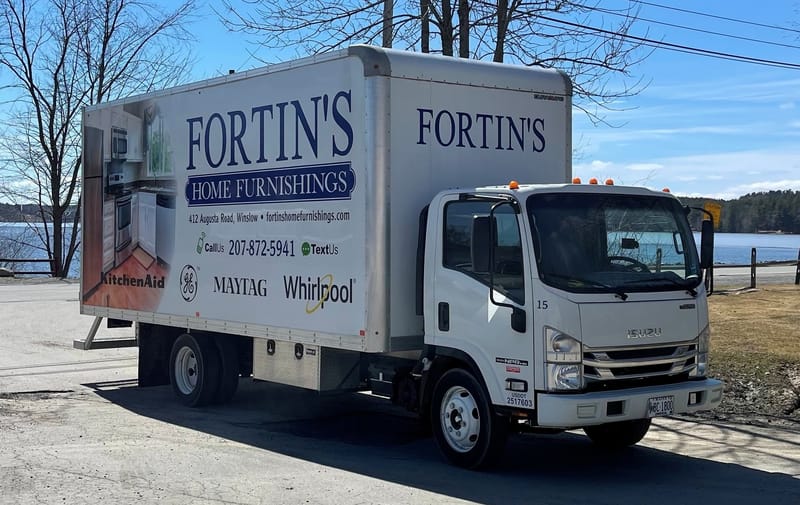 Fortin's delivery truck — fast local appliance delivery in Maine
