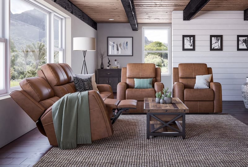 Flexsteel recliner with steel-reinforced seat construction at Fortin's Home Furnishings in Winslow, Maine
