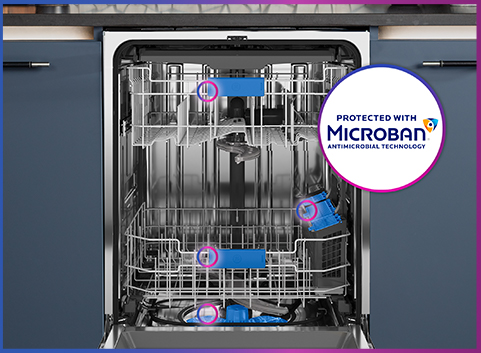 Dishwasher proteted by microban
