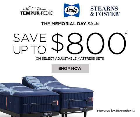 Tempur-Pedic, Sealy, Stearns & Foster Memorial Day Sale! Save up to $800 - show now