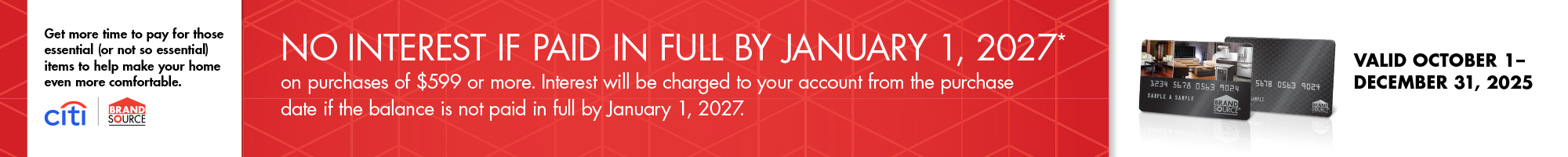 Brandsource Citi - No interest if paid in full by January 1, 2027*