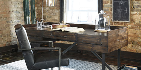 Home office desk with laptop