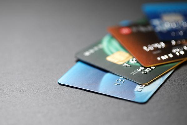 Credit cards stacked