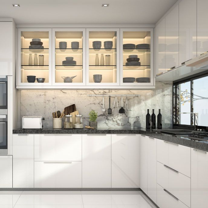 Open shelving and cabinetry