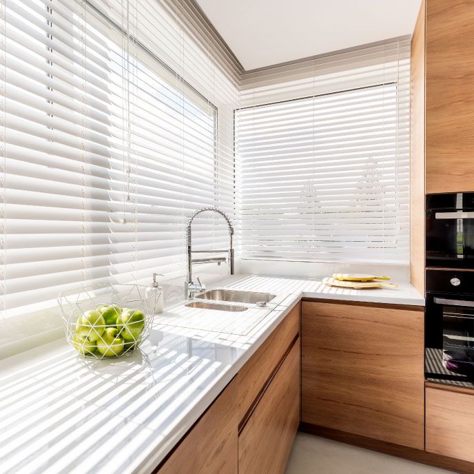 Window letting light into a kitchen